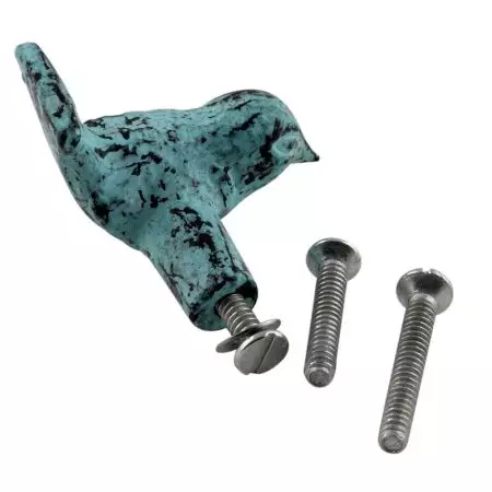 Antique Sea Green Small Bird Iron Cabinet Knob
